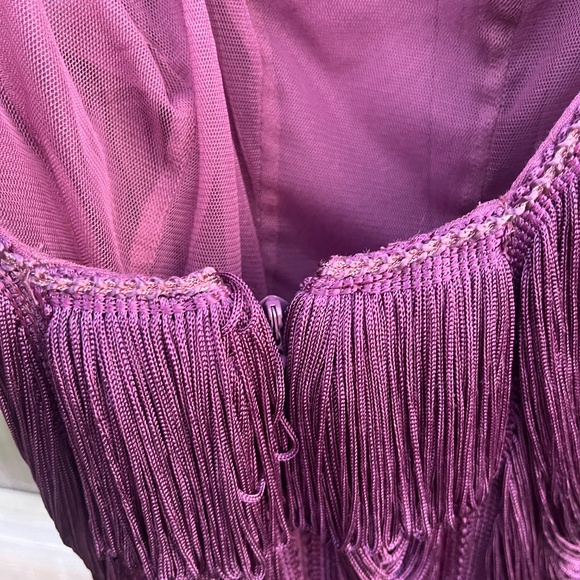 VERY RARE Free People Jagger Fringe Dress Plum Purple Beaded Sz 2 - Picture 10 of 11